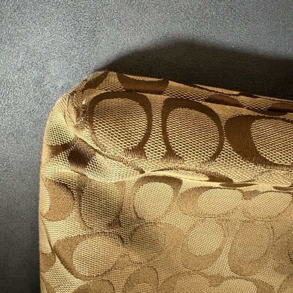 Coach Tan/Brown Crossbody Bag with Pink Center Stripe - Picture 9 of 10